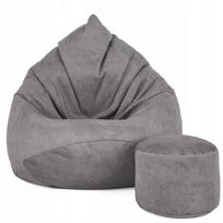 Sėdmaišis su pufu Sako Mega Premium Terra Velour XXL, pilka sp.