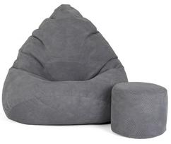 Sėdmaišis su pufu Sako Mega Dot Velour XL, pilka sp.