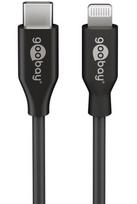 Laidas Goobay USB C To Lightning USB-C, Lightning 8 pin male, 2 m, juoda sp.
