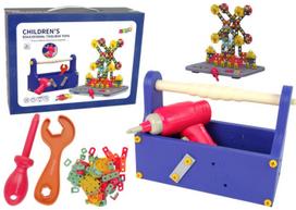 Konstruktoriaus rinkinys su atsuktuvu Lean Toys Educational Toolbox, įvairių spalvų