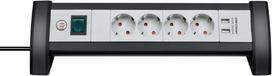 Buitinis ilgintuvas Brennenstuhl PREMIUM, 3 x 1,5 mm², 1.8 m, 4 lizdų, 2USB, su jungikliu