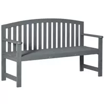 Dviejų vietų medinis sodo suolas, atsparus oro sąlygoms, lauko baldai su atlošais, atlaiko 240 kg, 143 x 51 x 85 cm, pilkos spalvos