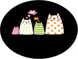 Vonios grindų kilimėlis Foutastic Four Cats, juoda sp./įvairių spalvų, 80 cm x 80 cm, Ø 80 cm