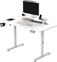 Rašomasis stalas su lentyna reguliuojamo aukščio Ultradesk Highlander, 120 cm x 60 cm, 72 - 117 cm, balta sp.