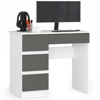 Rašomasis stalas su stalčiais Akord A-7 Left, 90 cm x 50 cm, 77 cm, balta sp./pilka sp.