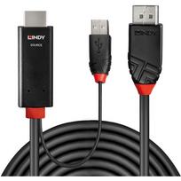 Kabelis Lindy 41500 DisplayPort 1.2 Male (vyriška), HDMI / USB-A Male (vyriška), 3 m, juoda sp.
