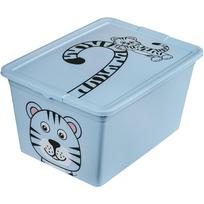 Daiktadėžė su dangčiu, žaislams Branq X Box Deco Animal Tiger, 30 l, mėlyna sp./juoda sp., 48.5 x 36 x 25 cm