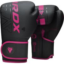 Bokso pirštinės RDX Sports F6 Matte, juoda sp./rožinė sp., 14 oz