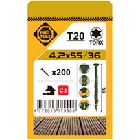 Medsraigtis, terasoms Forte Tools, 4.2 x 55 mm, žalia sp., 200 vnt.