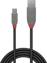 Laidas Lindy Anthra Line USB 2.0 A male, Mini USB 2.0 B male, 5 m, juoda sp.