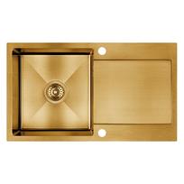 Virtuvinė plautuvė Laveo Marmara SAM_G11T, Gold, nerūdijantysis plienas, 76 cm x 44 cm x 19 cm, aukso sp.