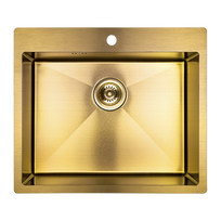 Virtuvinė plautuvė Laveo Marmara SAM_G10T, Gold, nerūdijantysis plienas, 59 cm x 51 cm x 19 cm, aukso sp.