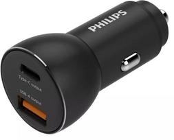 Automobilinis įkroviklis Philips, USB/USB-C, juoda sp., 36 W