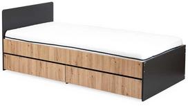 Vaikiška lova LittleSky Dalia, antracito sp./ąžuolo sp., 90 x 200 cm, su patalynės dėže, be čiužinio