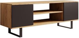 TV staliukas ADRK Lofter Herringbone, ąžuolo sp./juoda sp., 135 cm x 40 cm x 49 cm