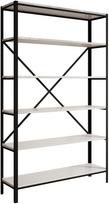 Knygų lentyna ADRK Ralph, juoda sp./blizgios baltos spalvos, 180.2 cm x 30 cm x 110 cm