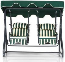 Lauko sūpynės Kalune Design Daisy 2, balta sp./juoda sp./žalia sp., 110 cm x 200 cm x 165 cm