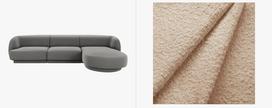 Kampinė sofa Micadoni Miley, rusva sp., dešininė, 156 x 255 cm x 70 cm