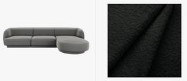 Kampinė sofa Micadoni Miley, juoda sp., dešininė, 156 x 255 cm x 70 cm
