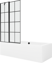Vonia, su sienele su sienele, laisvai pastatoma Mexen Cube, 170 cm x 80 cm x 39 cm, stačiakampis, balta sp.