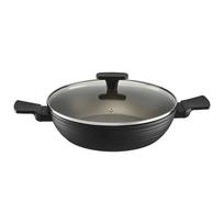 Keptuvė su dangčiu Ambition Antigo Qualum Basic Gold Edition, Ø 28 cm, aliuminis/stiklas