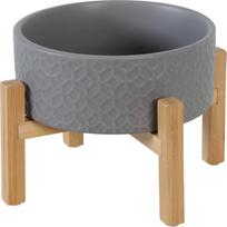 Stovas su dubenėliais šuniui Zolux Keramo Solo, 0.7 l, 16 cm x 16 cm x 6.2 cm, ruda sp./pilka sp.