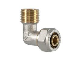Užveržiama alkūnė TDM Brass 1075, 90 °, 16mm x 1/2", žalvaris/nikelis