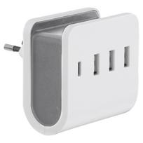 USB įkroviklis 3 x USB-A, 1 x USB-C, balta sp./pilka sp.