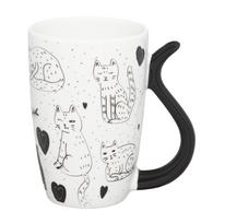 Puodelis Ambition Black Cat, balta sp./juoda sp., 0.38 l