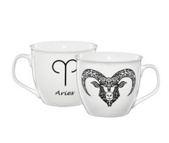 Puodelis Ambition Zodiac Aries, balta sp./juoda sp., 0.55 l