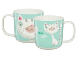 Puodelis Ambition Pets White Cat, balta sp./žalia sp., 0.37 l