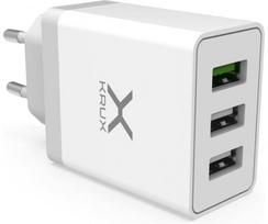 Adapteris Krux Charger With 3 USB, Europlug/3 x USB, balta sp., 30 W