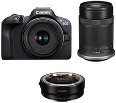Beveidroninis fotoaparatas Canon EOS R100/RF-S 18-45mm/RF-S 55-210mm + Adapter, juoda sp.