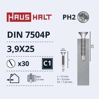 Savisriegis Haushalt, 3.9 mm x 25 mm, 30 vnt.