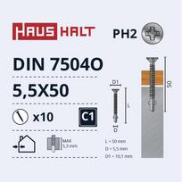 Savisriegis Haushalt, 5.5 mm x 50 mm, 10 vnt.