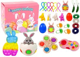 Sensorinis spaudomas žaislas, rinkinys Lean Toys Happy Easter, įvairių spalvų, 29 vnt.
