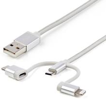 Laidas StarTech, Lightning/Micro USB/USB/USB Type-C, 100 cm, balta sp.