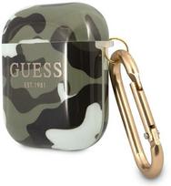 Ausinių dėklas Guess Camouflage collection for AirPods, žalia sp.