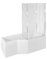 Vonia su sienele, laisvai pastatoma Besco Integra 170 Right, 170 cm x 75 cm x 55.5 cm, dešininė, balta sp.