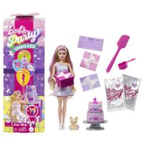 Lėlė su priedais Mattel Barbie Party Unboxed Pet Birthday, 25 cm, balta sp.