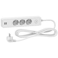 Buitinis ilgintuvas Schneider Electric, 3 x 1 mm², 1.5 m, 3 lizdų, 2USB, su jungikliu
