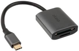Jungtis Akasa Dual Card Reader AK-CR-10BK USB Type-C, 0.18 m, juoda sp./pilka sp.