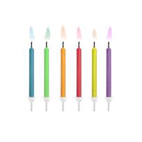 Gimtadienio žvakutė Party&Deco Colored Flame, įvairių spalvų, 6 vnt.
