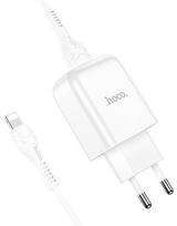 Telefono įkroviklis Hoco N2 + Lightning cable, USB, 100 cm, balta sp., 10 W