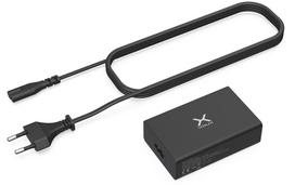 Telefono įkroviklis Krux KRUX 4 x USB/1 x USB-C + cable holder, USB-C/4 x USB, juoda sp., 60 W