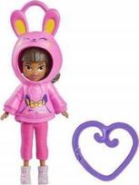 Raktų pakabukas, lėlė Polly Pocket Bunny, 7.5 cm, rožinė sp.