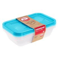 Maisto dėžučių rinkinys Keeeper Fredo Fresh, 4.8 l, 29 cm x 19 cm, skaidri sp./žydra sp., 3 vnt.