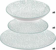 Lėkščių rinkinys pietų/sriubos/desertinė Secret de Gourmet Jasmin, Ø 27 cm, balta sp./žalia sp.