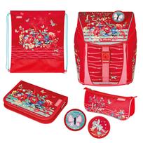 Mokyklinė kuprinė Herlitz FiloLight Plus Vintage Love, raudona sp., 22 cm x 32 cm x 38 cm