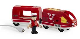 Žaislinis traukinys Brio Travel Rechargeable Train, balta sp./raudona sp.